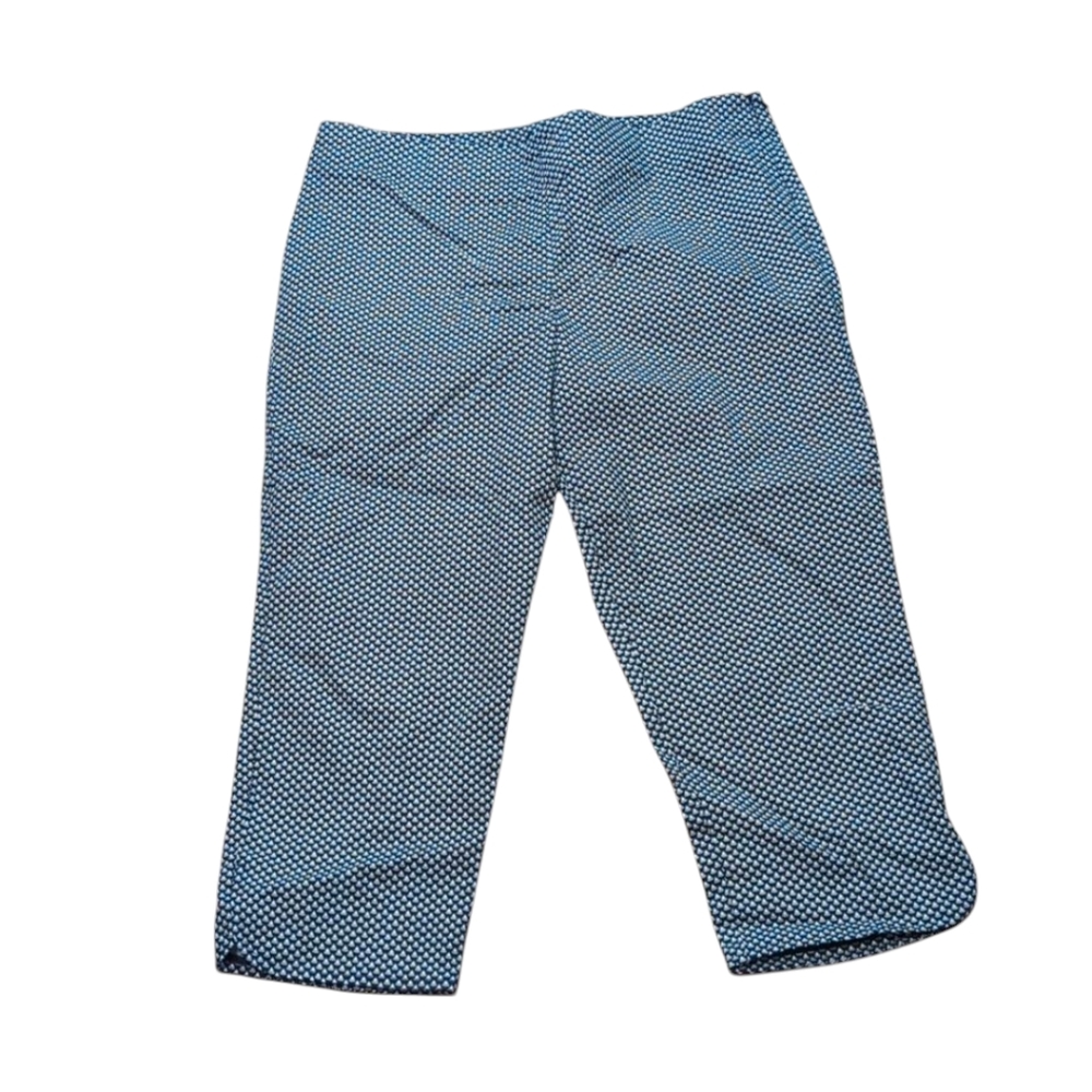 Talbots Navy Geometric Print Heritage Side Zip Pants Size 14P Petite